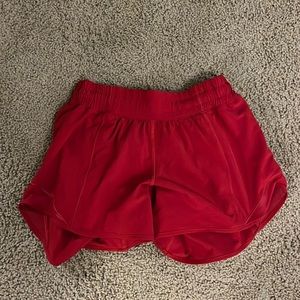 Red Lululemon Hotty Hot Shorts